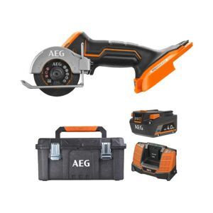 AEG - Pack 18V - Mini scie multi-matériaux Brushless - Batterie 4.0 Ah - Chargeur - Caisse de rangement - Publicité