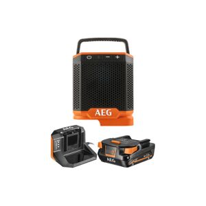 AEG - Pack Radio bluetooth - BRSP18-0 - 18V - 1 batterie 2.0Ah - 1 chargeur - SETL1820S - Noir et orange - Publicité
