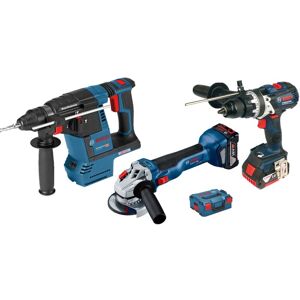 Bosch - Pack 3 outils 18V (GSR110 + GBH26 + GWS10) + 2 batteries 5Ah + chargeur + coffret l-boxx Noir - Publicité