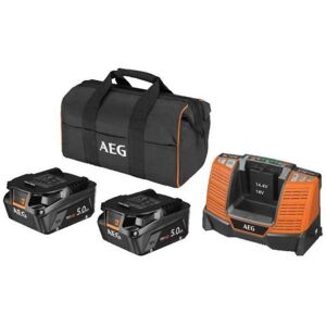 AEG - Pack perceuse-visseuse a percussion + meuleuse 125 mm powertools - 18 v - Avec batteries, chargeur et sac - Publicité