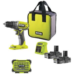 Pack RYOBI - Perceuse Visseuse R18DD2-220S - 18V One Plus - 2 batteries 2,0Ah - 1 chargeur - Coffret antichocs 31 accessoires de vissage RAK31MSD - Publicité