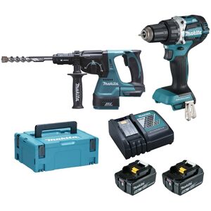 Pack 2 outils MAKITA DLX2191TJ (DDF484 + DHR243) 18V Li-Ion (2 x 5,0 Ah) - Publicité