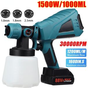 Pistolet de pulvérisation électrique 1500W 88VF, 3 buses, taille 1000ml, pulvérisateur de peinture électrique domestique, contrôle de débit, aérographe pour batterie 18V - Publicité