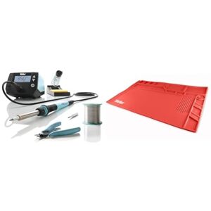 Weller WE 1010 (T0053298390) Kit éducatif 70 W/230 V Station de soudage numérique 1 canal avec 2 pointes de soudure & WLACCWSM1-02 Tapis Poste De Travail A Souder En Silicone De Grand Taille En Rouge - Publicité