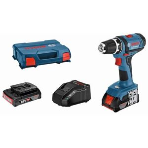 Bosch 18V System perceuse-visseuse sans-fil GSR 18-2-LI (couple maxi (dur/tendre) : 63/24 Nm, avec 2 batteries de 2,0 Ah, chargeur GAL 18 V-20, L-Case) - Publicité