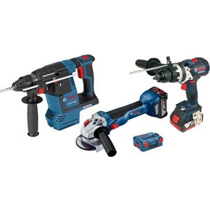 Bosch Pack 3 outils 18V (GSR110 + GBH26 + GWS10) + 2 batteries 5Ah + chargeur + coffret L BOXX - Publicité