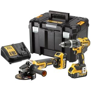 DeWalt DCK2080P2T-QW Kit 2 outils XR 18V 5Ah-Li-Ion Brushless Perceuse visseuse percussion compact DCD796 Meuleuse 125mm DCG405 - Publicité