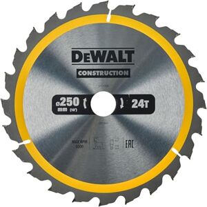 DeWalt Lame de Scie Circulaire Stationnaire Disque Tranchant 24 Dents 250x30mm Outillage Résistant aux Clous et Durable Spécial Construction et Utilisation Professionnelle, DT1956-QZ - Publicité