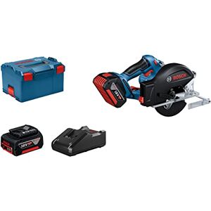 Bosch scie circulaire sans-fil GKM 18V-50 (progression rapide, peu de projections d’étincelles/copeaux, 2 batteries 5,0Ah, chargeur GAL 18V-40, 1 lame de scie circulaire, L-BOXX) - Publicité