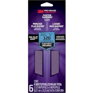 3M Pro Grade 127120TRI-6 Lot de 6 feuilles abrasives de précision Grain moyen 120 9,31 cm x 22,8 cm - Publicité