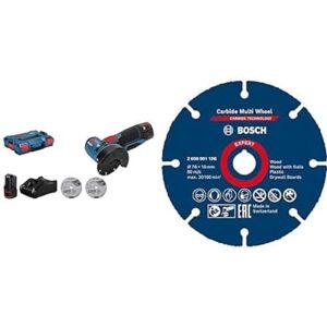 Bosch Meuleuse d’angle Sans Fil GWS 12 V-76 (Batterie 2 x 3,0 Ah) & 1x Disque à tronçonner Expert Carbide Multi Wheel (pour Bois dur, Ø 76 mm, Accessoire Mini meuleuse angulaire) - Publicité