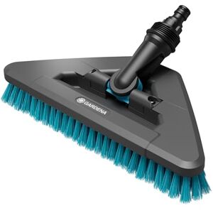 GARDENA Cleansystem Brosse à manche dure flex : brosse pour nettoyer les surfaces peu sensibles, forme triangulaire, poils durs, raccord au manche Cleansystem, grandes surfaces (18814-20) - Publicité