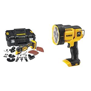 DeWalt Multi-Cutter Brushless XR 18V DCS355D2-QW Multi-Cutter sans Fil en Coffret avec 2 Batteries, Chargeur et 32 Accessoires 20000 orb/min & Lampe Projecteur LED XR 18V, 1.000 lumens - Publicité