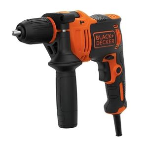 Black & Decker BEH710K-QS Perceuse à percussion filaire 47 600 cps/min 4 forets de perçage Guide de profondeur Poignée latérale Livrée en coffret 710W, 230V, orange/Noir - Publicité