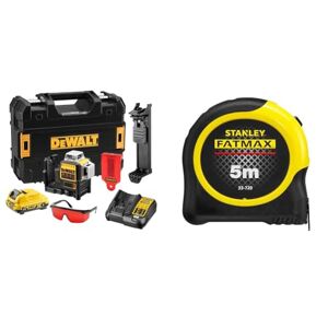 DeWalt Laser Multilignes 3x360° 12V Li-Ion 2Ah Niveau Laser Autonivelant 4° sans Fil & STANLEY FATMAX Mètre à Ruban 5 M Revêtement Blade Armor Ruban Ultra Épais Plus Résistant - Publicité