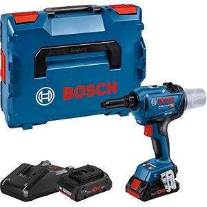 Bosch 18V System riveteuse sans-fil GRG 18V-16 C (force de traction 16 000 N maxi, longueur de course 25 mm, 2 batteries ProCORE18V 4.0Ah, chargeur GAL 18V-40, dans L-BOXX 136) Bleu - Publicité