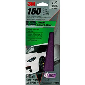 3M Lot de 5 feuilles de papier abrasif pour voiture, grain 180, 3 2/7,6 x 22,9 cm - Publicité