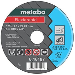 Metabo Disque en acier inoxydable 616187000 Flexiarapid, 125 x 1,0 x 22,2 mm - Publicité