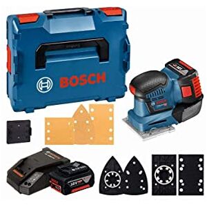 Bosch 18V System ponceuse vibrante GSS 18V-10 (avec 2 batteries 5,0 Ah + chargeur, 3 feuilles abrasives G120, 3 plateaux de ponçage, 1 gabarit de perforation, 1 tournevis, L-BOXX 136) - Publicité