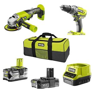 RYOBI Pack 2 outils sans fil 18 V : Perceuse a percussion + meuleuse 115mm 2 batteries 1 x 2,0 Ah et 1 x 4,0 Ah - Publicité