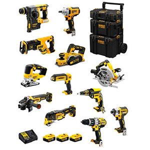 DeWalt Kit DWK1201 (DCD996 + DCH273 + DCG405 + DCF887 + DCF894 + DCS334 + DCS570 + DCS355 + DCP580 + DCS367 + DCL050 + DCF620 + 3 Batteries de 5,0 Ah + Chargeur + Caddy 3en1) - Publicité