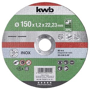kwb AKKU-TOP Disque à tronçonner extra fin 150 mm Speed, 150 x 1,2 pour meuleuse d'angle, disque flexible adapté à l'acier inoxydable et au métal, alésage 22,23 mm, 150x1,2 - Publicité