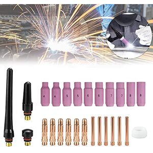 Ideal Swan Kit Torche 26Pcs Tig Accessoire Soudage Pour Poste a Souder Buse Tig WP 17/18/26 TIG Torche Soudage,Accessoires de Soudage TIG avec Buse en céramique à Collet Corps Capuchon Arrière - Publicité