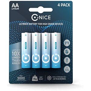 Nice Power (Pack De 4)  AA Piles Lithium Mignon L91 3000mah Non rechargeable1,5V Ultimate Capacité Xbox Gaming Batterie Appareil Caméra Clignotante Numérique Une boîte de Rangement protectrice - Publicité