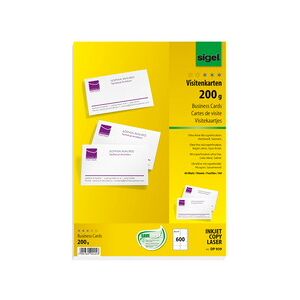 Sigel cartes de visite, 85 x 55 mm, 180 g/m2, extra blanc