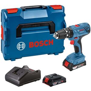 Bosch Perceuses-visseuses à percussion 18V GSB 18V-21 Professional + 2 batteries 2Ah + chargeur + coffret L-CASE - BOSCH - 06019H1109