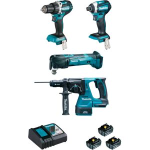 Pack 2 outils MAKITA DLX2334J (DHP485Z + DGA504Z) 18V - 3x batterie 3Ah +  chargeur en coffret MakPac 4