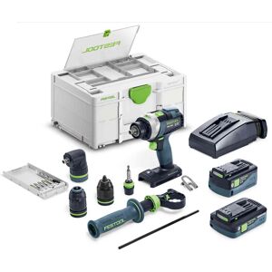 Festool Perceuse-visseuse à percussion 18V QUADRIVE TPC 18/4 5,0/4,0 I-Set/XL + 1 batterie 4Ah + 1 batterie 5Ah + chargeur + Systainer SYS3 - FESTOOL - 577622