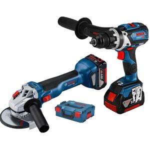 Bosch Pack 2 outils 18V (GSR 18V-110 + GWS 18V-10) + 2 batteries 5Ah + chargeur + coffret L-Boxx - BOSCH