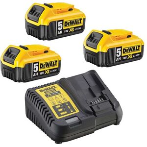 Pack de 3 batteries 5Ah avec chargeur multi-voltages en boîte carton - DEWALT - DCB115P3 Noir - Publicité