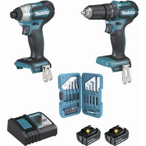 Ensemble de 2 machines 18 V Li-Ion 5 Ah MAKITA Visseuse DTD155 + Perceuse DHP483 - 2 batteries, chargeur, coffret - DLX2221TJ2 - Publicité