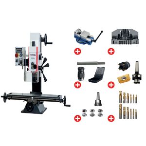 Torros Perceuse-fraiseuse X 480 Y 175 mm Z 280 mm CM2/M10 0,85 kW 230V table longue + accessoires indispensables Torros