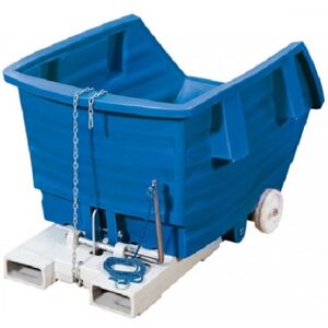 Axess Industries benne basculante sur roues en polyethylene   volume 500 l   coloris bleu