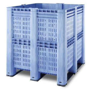Axess Industries caisse palette plastique ajouree grand volume 1300 x 1150   coloris bleu  ...