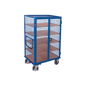 Axess Industries chariot a 5 etageres grillages avec porte   fermeture a poignee tournante  ...