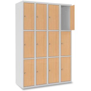 Axess Industries vestiaire 3 cases superposees portes en bois - larg. 300 mm   nbre de...