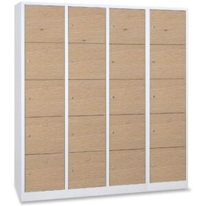 Axess Industries vestiaire 5 cases superposees portes en bois - larg. 300 mm   nbre de...