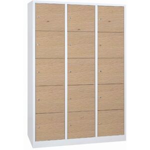 Axess Industries vestiaire 5 cases superposees portes en bois - larg. 400 mm   nbre de...