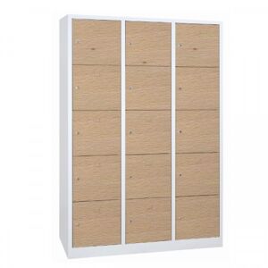 Axess Industries vestiaire 5 cases superposées portes en bois - larg. 400 mm   nbre de...