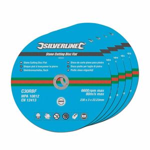 Silverline 5 disques plats a tronconner la pierre 230 x 3 x 22,2 mm