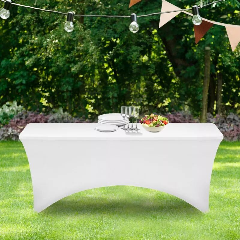 IDMarket Housse blanche pour table pliante 180 CM