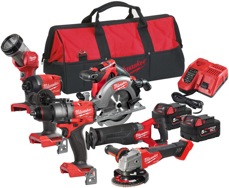 Pack 6 machines sans fil Milwaukee M18 FPP6E3-502B 18V Li-Ion 5 Ah