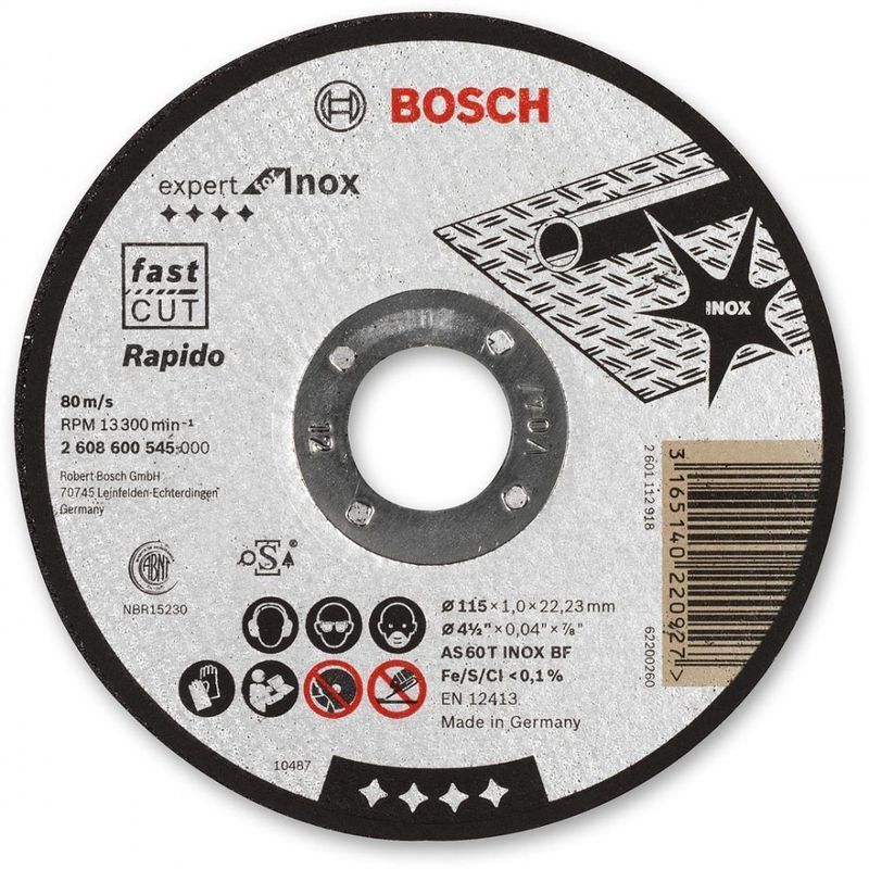 Bosch Disque a tronçonner a moyeu plat Expert for Inox - Rapido 115x22x1,0mm 2608600545