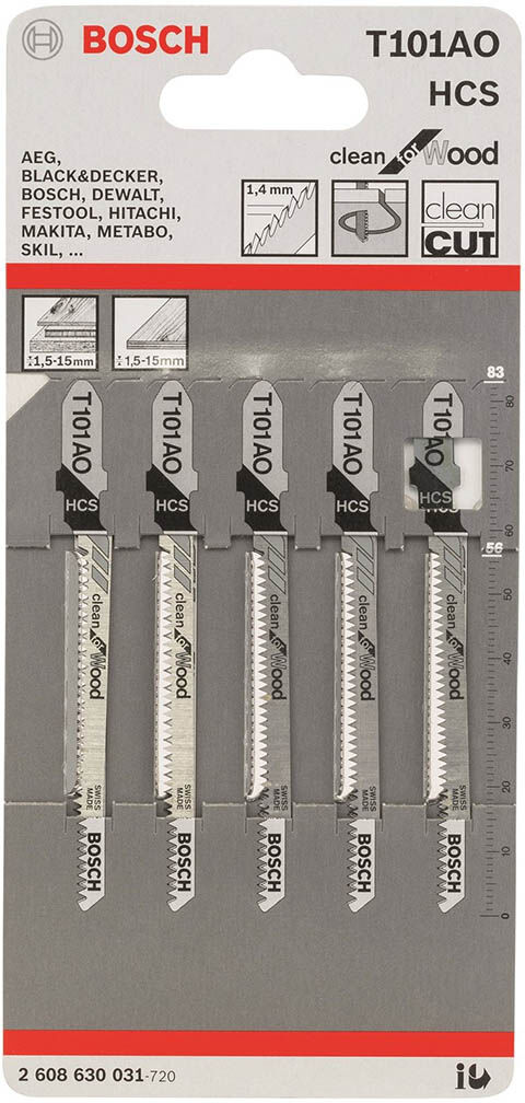 Bosch Lame de scie sauteuse T 101 AO, Clean for Wood 2608630031