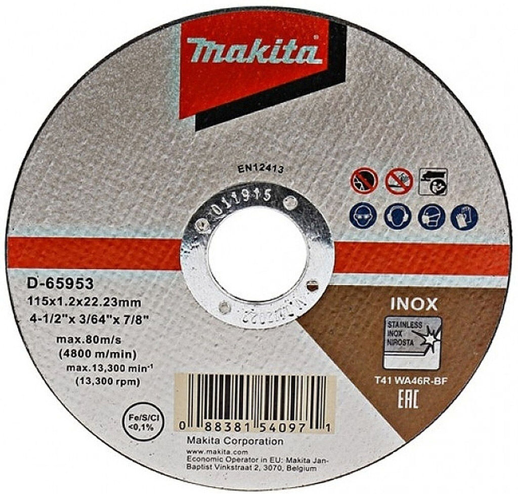 Makita D-65953 Disque a tronçonner 115x1,2x22mm Inox