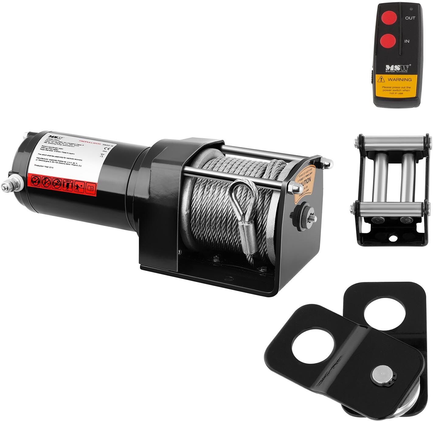 MSW Electric Winch - 1.590 kg - 3.500 lbs - Incl. Pulley